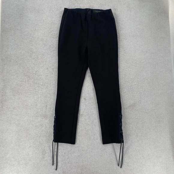 Rag & Bone Simone Lace Up Ankles Cropped Pants Womens 2 Stretch Skinny Mid Rise - Picture 2 of 15